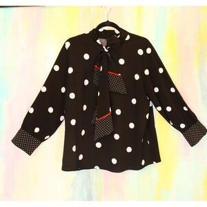 Polka Dot Large SHIRT Black White Minimal Classic Top PARISIAN Girly Lightweight